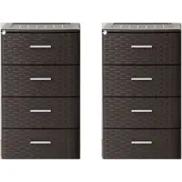 PlasticForte Bureau organizer - 2x stuks - 4 lades - rotan bruin - 39 x 36 x 61 cm - Ladeblok