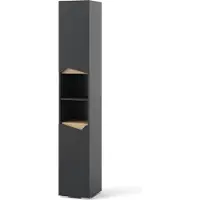 Vicco Marelle Badkamerkast – 30 x 180 cm met deuren en open vakken Antraciet