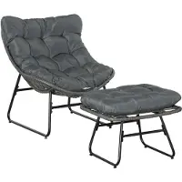 Outsunny - Rattansessel Set - Metaal - PE Rattan -Grijs