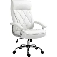 Vinsetto Bureaustoel kantoorstoel met kantelfunctie modern ruitpatroon PU-leer wit
