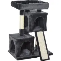 PawHut kattenboom, krabpaal voor katten, kattenboom met sisalpalen, donkergrijs