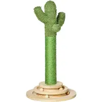 PawHut Kraboom Cactus, speelgoed, 65 cm hoog, sisal touw, dennenhout, groen + natuurlijke kleur