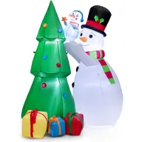 Costway 200 cm kerstboom met LED-verlichting in warm wit, kunstboom met een opklapbaar systeem en metalen voet, kerstboom met PVC-naalden, kunstboom, kerstgroen