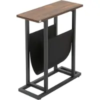 HOMdotCOM bijzettafel, nachtkastje, smal design, met stoffen vak, staal, donkerbruin+zwart, 49 x 19 x 55 cm