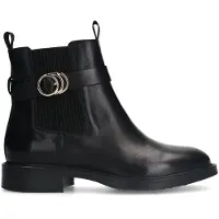 Manfield Zwarte leren chelsea boots met gesp | Maat 42