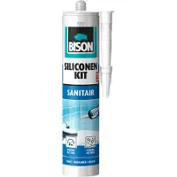 Bison Siliconenkit wit koker 300 ml - waterbestendige kit, sanitaire afdichting, ongevoelig voor schimmel, kleurvast, blijvend elastisch, makkelijk te verwerken