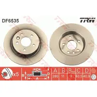 TRW Remschijf DF6535 achter, volledig, 1 Stuk