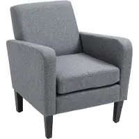 HOMCOM HOMdotCOM Enkele stoel relaxstoel eenpersoonsstoel gestoffeerde stoel houten poten linnen stof lichtgrijs