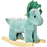 HOMCOM HOMdotCOM Schommelpaard pluche schommeldier babyschommel speelgoed kinderen donkergroen