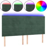 vidaXL Hoofdbord LED 180x5x118/128 cm fluweel donkergroen