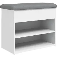 vidaXL Schoenenbank Wit 62x32x50 cm Bewerkt Hout
