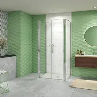 Sanexo Douchecabine Vrijstaand Flora 120x80 Pendeldeuren met Twee Zijwanden 80cm Aluminium profiel 6mm Helder Glas