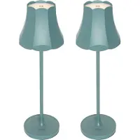 QAZQA Set van 2 Retro tafellampen mineraalblauw oplaadbaar IP44 - Granny