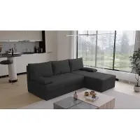 Beddenbriljant Hoekbank Rabat - Universeel - Stof - Zwart - Slaapbank met opbergruimte - Links of Rechts - Direct Leverbaar - Hoekzetel - Chaise longue - Zetel met slaapgedeelte - 3 zits - Zitcomfort stevig