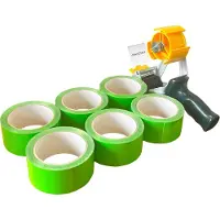 Kortpack - PP-acryl tape - Groen - 50mm x 66mtr - 6 rollen - Met dispenser - Verpakkingstape - Low noise tape - (020.0809)