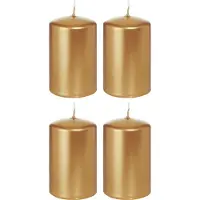 Trend Candles Cilinderkaarsen/stompkaarsen - set 20x - goud - 5 x 8 cm - 18 branduren
