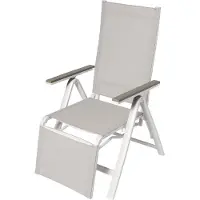Brulo - 2 stuks Aluminium ligstoel tuin - ligstoel - strandstoel opvouwbaar - tuinstoel - polywood Wit-lichtgrijs
