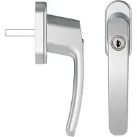 Axa Veiligheids raamsluiting - Oval Roma - Draai-kiep raamkruk - met Cilinder SKG2 - 3 standen - 90° - 32 mm - Afsluitbaar - Aluminium
