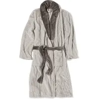 Vinga of Sweden Badjas - - Sens - Flanel - Fleece - krijtstreep grijs/wit - mt L/XL