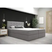 Beddenbriljant Opberg Boxspring Fenne - 160x200 cm - Grijs - Inclusief Topper - Bed met Opbergruimte - Bonellvering tot 100 kg