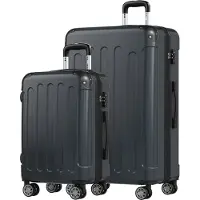 TRVLMORE Kofferset - 2 Delig - 45L Handbagage + 115L Ruimbagage - TSA Slot - Lichtgewicht - Reiskoffer Set - Donkergrijs