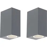QAZQA Set van 2 moderne wandlampen donkergrijs 2-lichts IP44 - Baleno