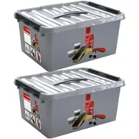 Sunware Q- 2x -LINE Opberg box/opbergdoos - met tray - kunststof - 40 x 30 x 18 cm - schoenenpoetsdoos - Opbergbox