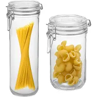 Bormioli Rocco Bormiolo Rocco Set van 2 weckpotten - glas - transparant - 1,5 L en 0,75 L