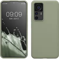 Kwmobile telefoonhoesje geschikt voor Xiaomi 12T / 12T Pro - Hoesje met siliconen coating - Smartphone case in grijsgroen