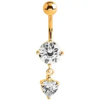 Lucardi Stalen navelpiercing goldplated met kristal