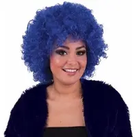 Funny fashion Carnaval verkleed pruik - Dames/heren - Blauw - Krullen - Clownspruik