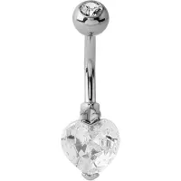 Lucardi Stalen navelpiercing hart met kristal