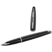 Waterman Carène Zwarte zee vulpen | hoogglans zwart met palladium beklede afwerking | fijne punt met blauw inktpatroon | geschenkverpakking