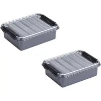 Sunware Set van 6x stuks q-line opberg box/opbergdoos - 1 liter - 20 x 15 x 6 cm - kunststof - opslagbox - grijs