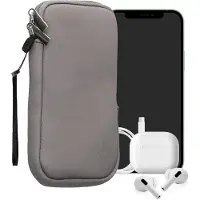Kwmobile telefoontasje universeel geschikt voor XXL - 7" smartphones - 17,7 x 8,5 cm - Hoesje met rits en polslusje -In steengrijs -