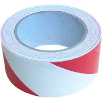 Kortpack - Vloermarkeringstape 50mm breed x 33mtr lang - Rood/wit - 1 rol - Vloertape - Signalisatietape - (021.0397)