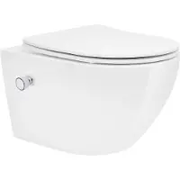 LuxeBath Randloze wandcloset lang 53,5 cm Wit met bidetfunctie en Tornado spoeling LuxeBath