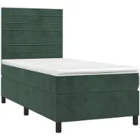 vidaXL Boxspring met matras en LED fluweel donkergroen 90x190 cm