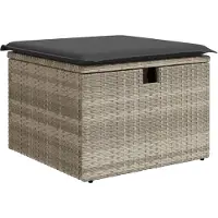 vidaXL Tuinkruk met kussen 55x55x37 cm poly rattan lichtgrijs