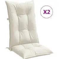 vidaXL Stoelkussens 2 st hoge rug 120x50x7 cm stof gemêleerd crème
