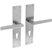 Intersteel Deurkruk Jura Hoek 90° op schild profielcilindergat 72mm RVS