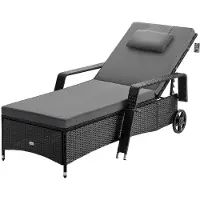 Casaria Ligbed Grijs/Antraciet Kunststof 193x90x43cm