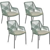 BUITEN living Seville dining tuinstoel stapelbaar set van 4 | touw + staal | mint 1 persoon