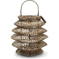 Rivièra Maison Lantaarn windlicht rotan 31 cm hoog - Les Dunes lantaarn binnen landelijk