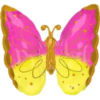 Anagram Amscan by Riethmuller - Folieballon roze en gele vlinder - 25 inch