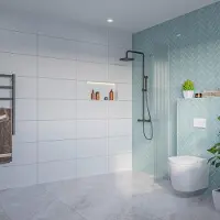 FortiFura Galeria Inloopdouche - ribbel glas - 30x200cm - 8mm - nano - blind inbouw profiel SW797945 SW1102415