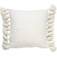 Dutch decor RUBY - Kussenhoes 45x45 cm - 100% katoen - met flosjes - Snow White - wit - met rits - zonder binnenkussen