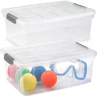 PlasticForte Opslag/opberg bak/box met deksel - 4x - kunststof - 37 x 26 x 14 cm - transparant - 9 liter