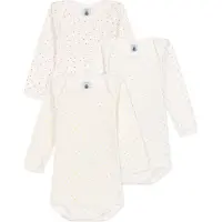 Petit Bateau Set van 3 katoenen body's met lange mouwen met hartjesprint