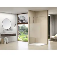 Van Rijn Products ST01500GS Inloopdouche Met Satijnbaan 30cm - Geborsteld RVS - Zonder Stabilisatiestang - Veiligheidsglas - Douche, Douchewanden, Inloopdouche, Vaste Wand - 8720297319365